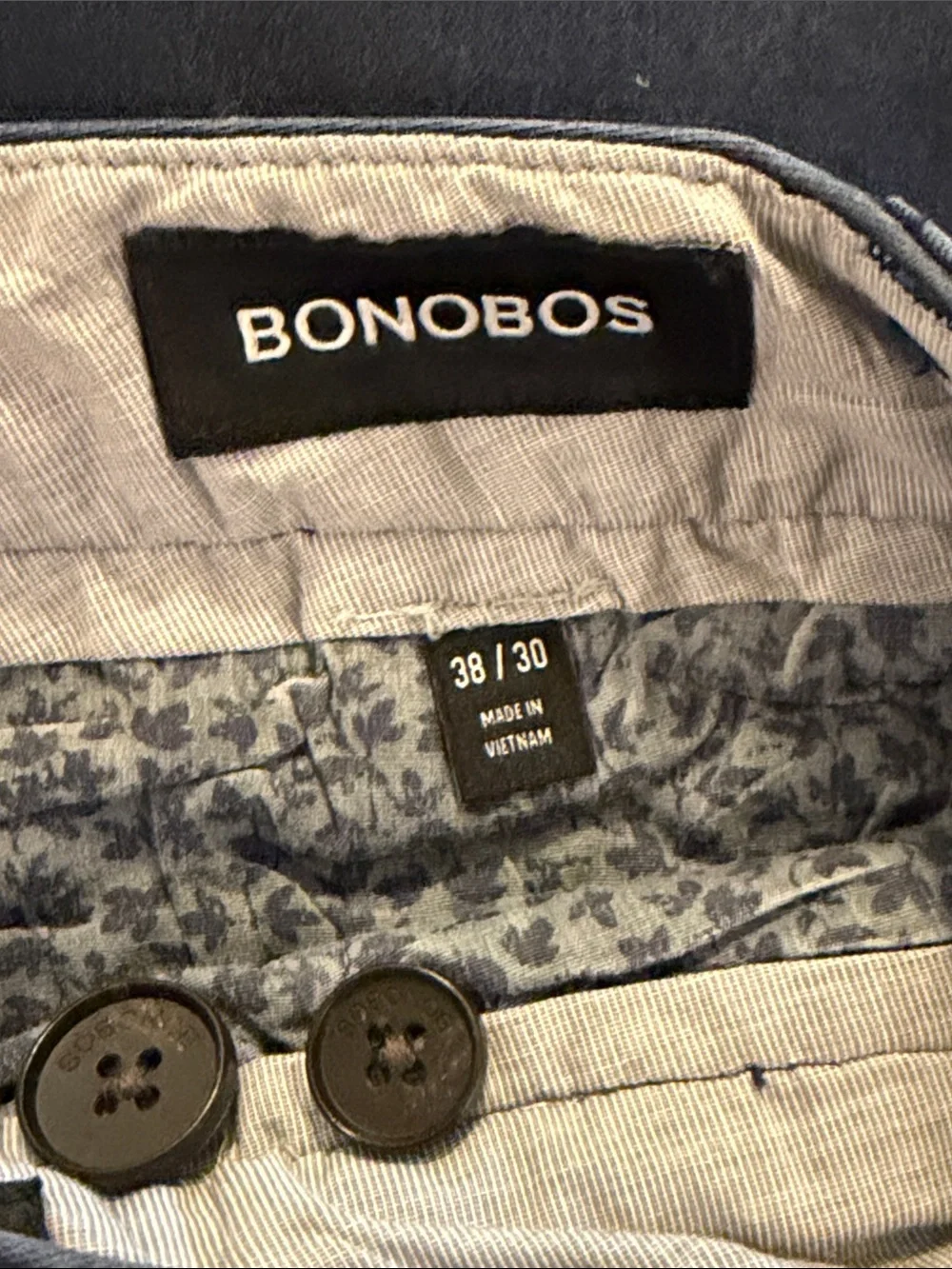 Men's Bonobos Navy Chino Pants - Classic Straight Fit 38 x 30